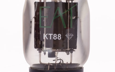 E.A.T. KT88 Diamond Valve; A KT88 tube that is in a league of it's own. This KT88 tube is available in factory-matched quartets. It's construction features include black plates, black metal base, and gold pins. E.A.T. KT88 Diamond Valve; A KT88 tube that is in a league of it's own. This KT88 tube is available in factory-matched quartets. It's construction features include black plates, black metal base, and gold pins.