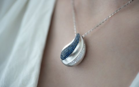 The Last Teardrop By Jozefina - white gold, diamonds & saphires