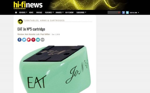 E.A.T. Jo N° 5 outstanding product by Hi-Fi News