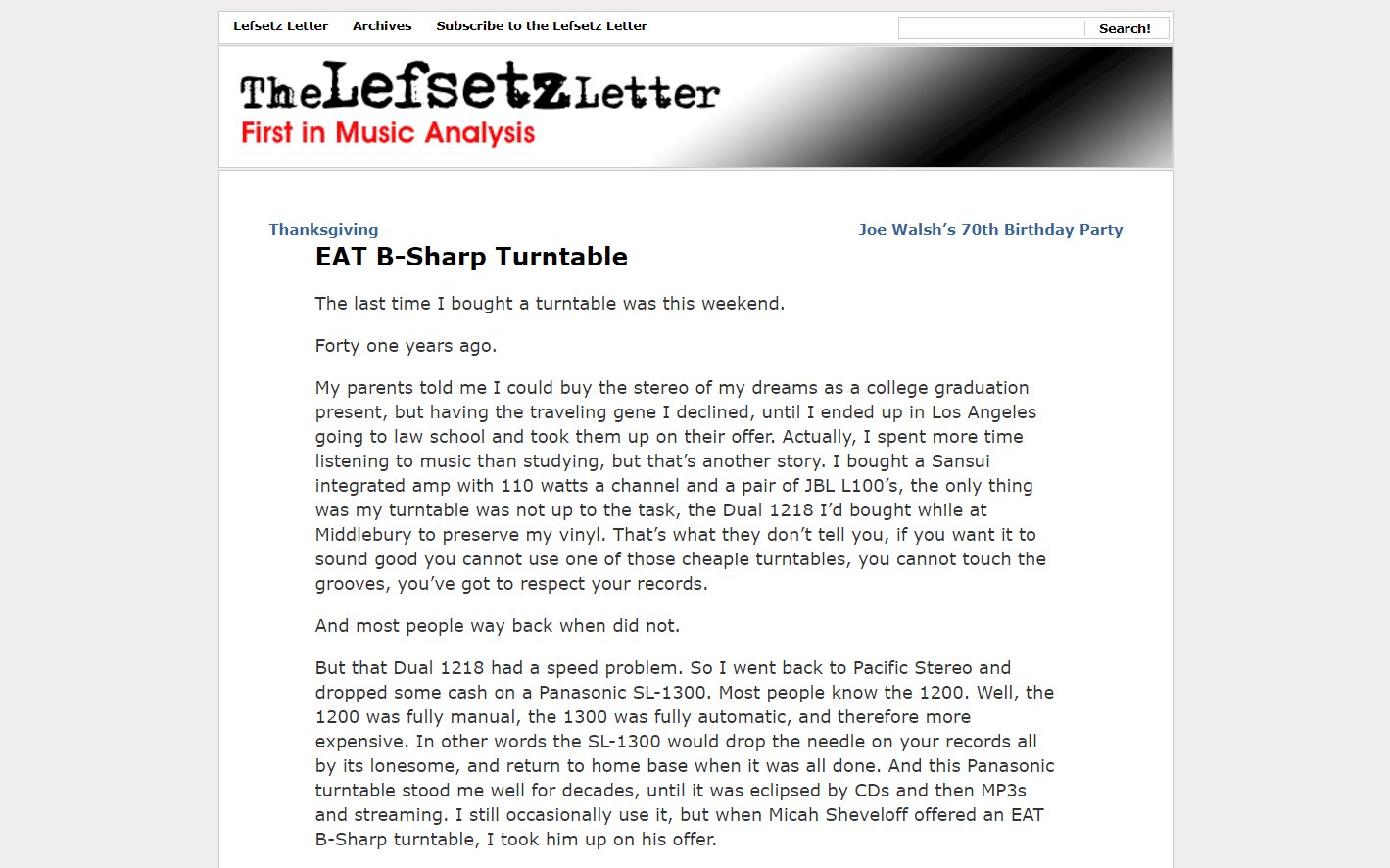 E.A.T. B-Sharp review by Lefsetz Letter