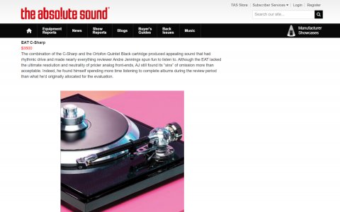 E.A.T. C-Sharp Editor's Choice Award by The Absolute Sound